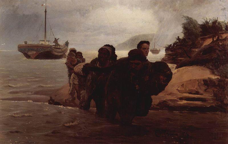 Ilya Repin Barge Haulers wading china oil painting image